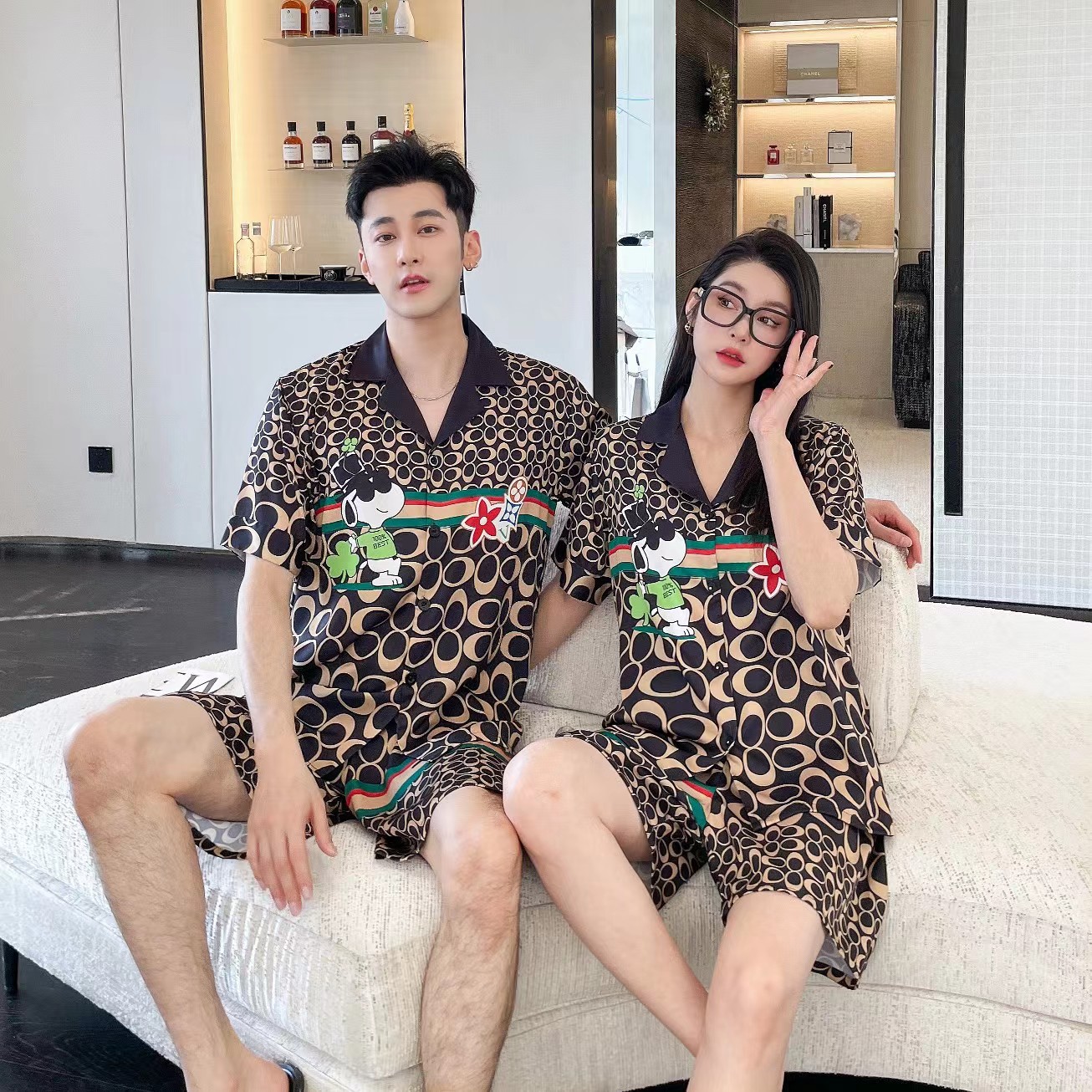 B0547 690K ĐỒ NGỦ NỮ LINTDC DÁNG DỘNG NGẮN TAY MÙA HÈ ĐỒ ĐÔI THỜI TRANG NỮ ĐỒ NGỦ HOẶC MẶC NHÀ G02 SẢN PHẨM MỚI