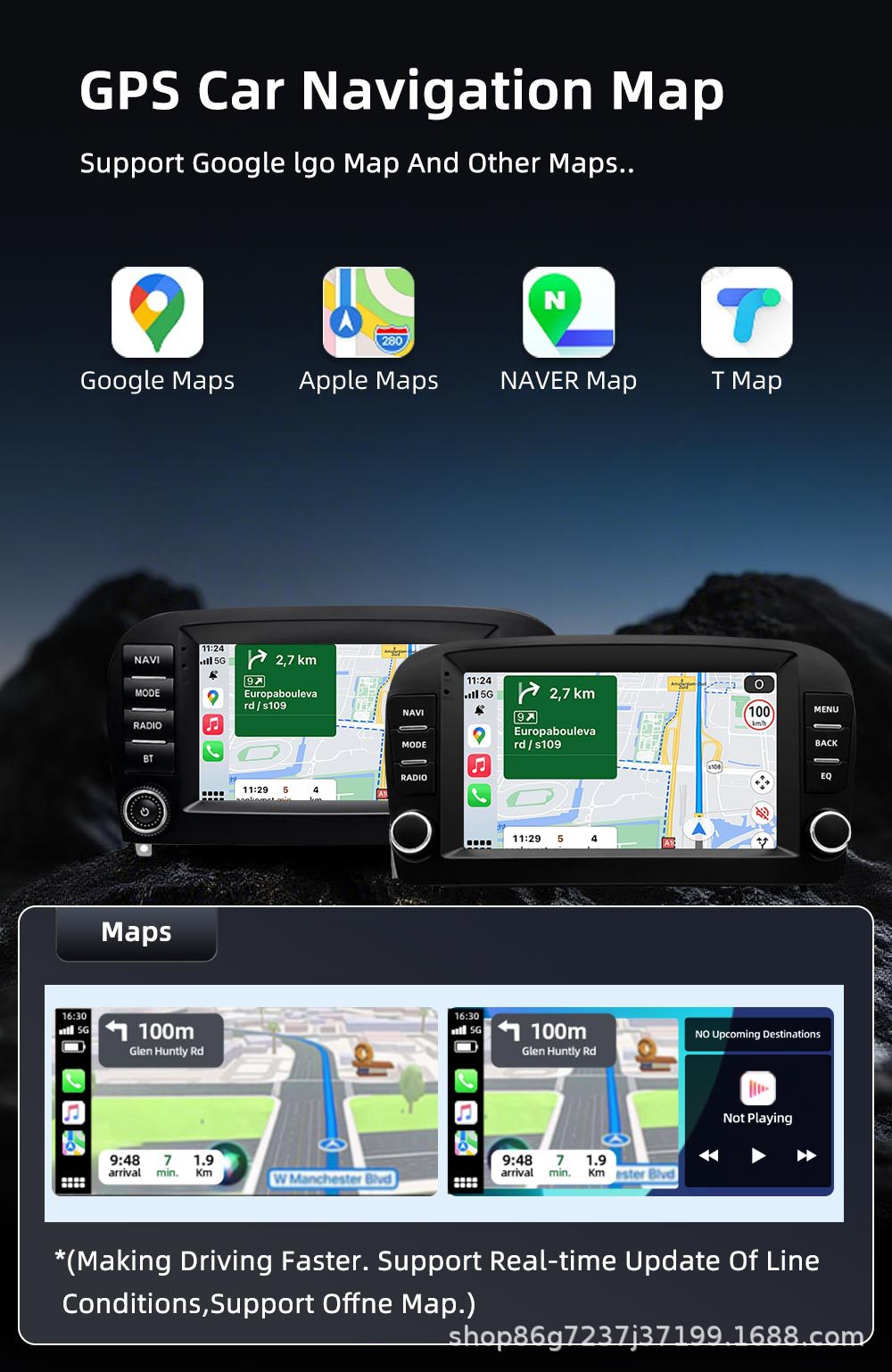 Suitable for 01-11 Mercedes SL R230 7inch Universal Android Car Navigation with Integrated Reverse Camera and Carplay