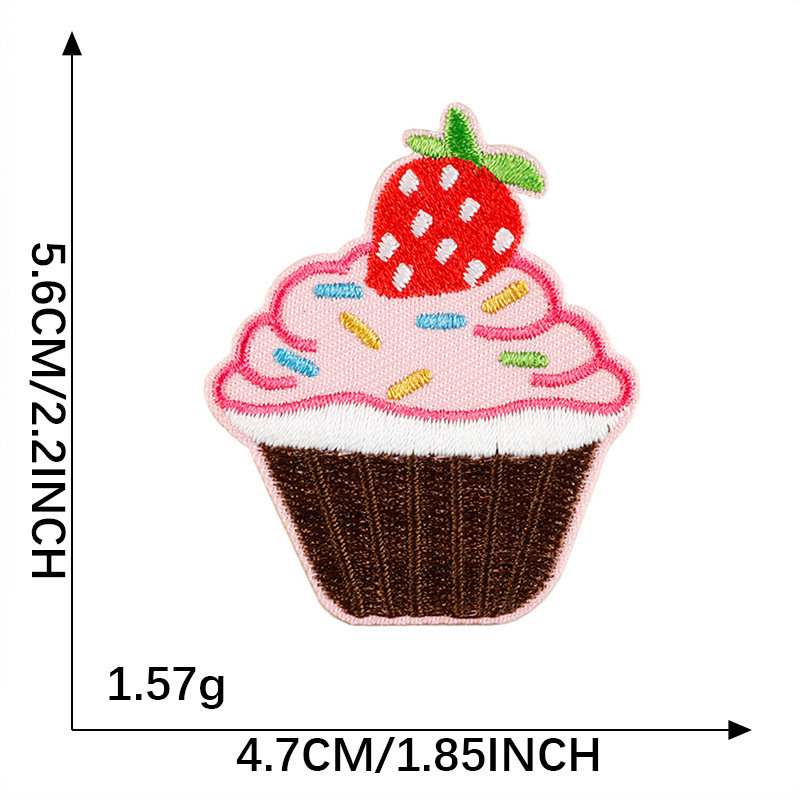 刺繍ステッカーピンクシリーズケーキアイスクリームパッチステッカー自己粘着衣類アクセサリー DIY ハンドブックパッチ布ステッカー|undefined