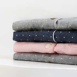 纯棉情侣睡衣双层纱布春秋款无印大码良品男女muji家居服日系梭织