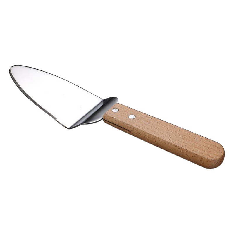 Island birthday cake shovel stainless steel wooden handle triangle shovel cheese knife pizza steak shovel kitchen baking tool