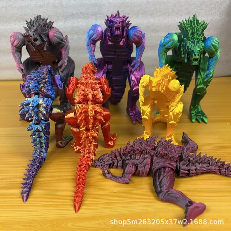 Cross-Border 3D Printed Muscle Godzilla Creative Model Seat Surface Ornaments Joint Movable Figure Monster War Toys