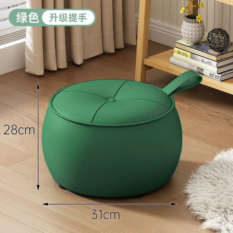 [업그레이드 핸들 모델] 민트그린-극세사가죽-라운드스툴