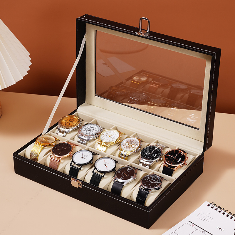 Leather Watch Box, Watch Storage Box, Watch Display Box, Watch Box, Multiple Watch Jewelry Box, Skylight Bracelet Box