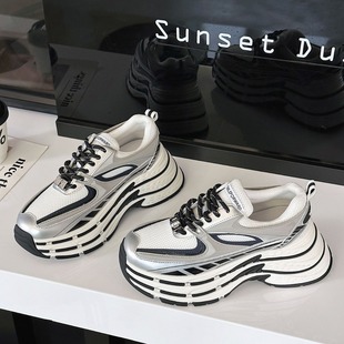 Song Yi Mika Same Thick-soled Height-increasing Torre Shoes Three-layer Composite-soled Casual sneaker Mesh Breathable for Lovers