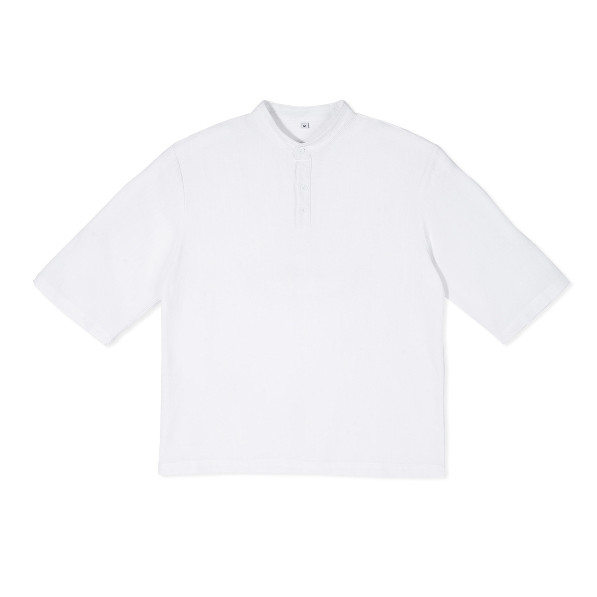 ETAI Hombre| Marca de moda nueva camiseta de hombre de manga corta suelta de verano transpirable de lino y algodón de collar vertical image 7