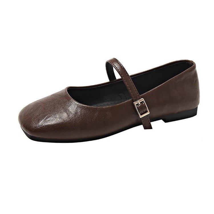Explosión francesa de cabeza cuadrada superficial retro zapatos 2026 nueva falda de noche suave y plana zapatos de cuero Mary Jane