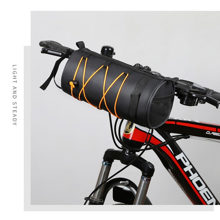 ロードバイク、電動自転車、電動バイク用フロントバッグ、汎用マウンテンバイク前ハンドル収納バッグ、電動自転車用円筒型バッグ|undefined