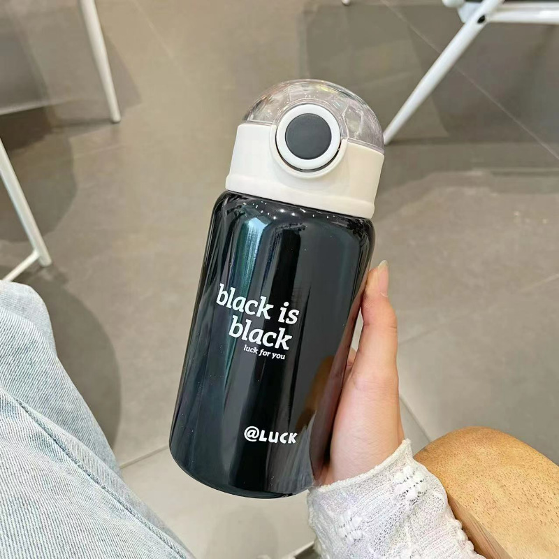 Taza termo de gatito simple, linda chica de alto valor, taza de sorbente para estudiantes, taza para beber doble de acero inoxidable 316 para niños