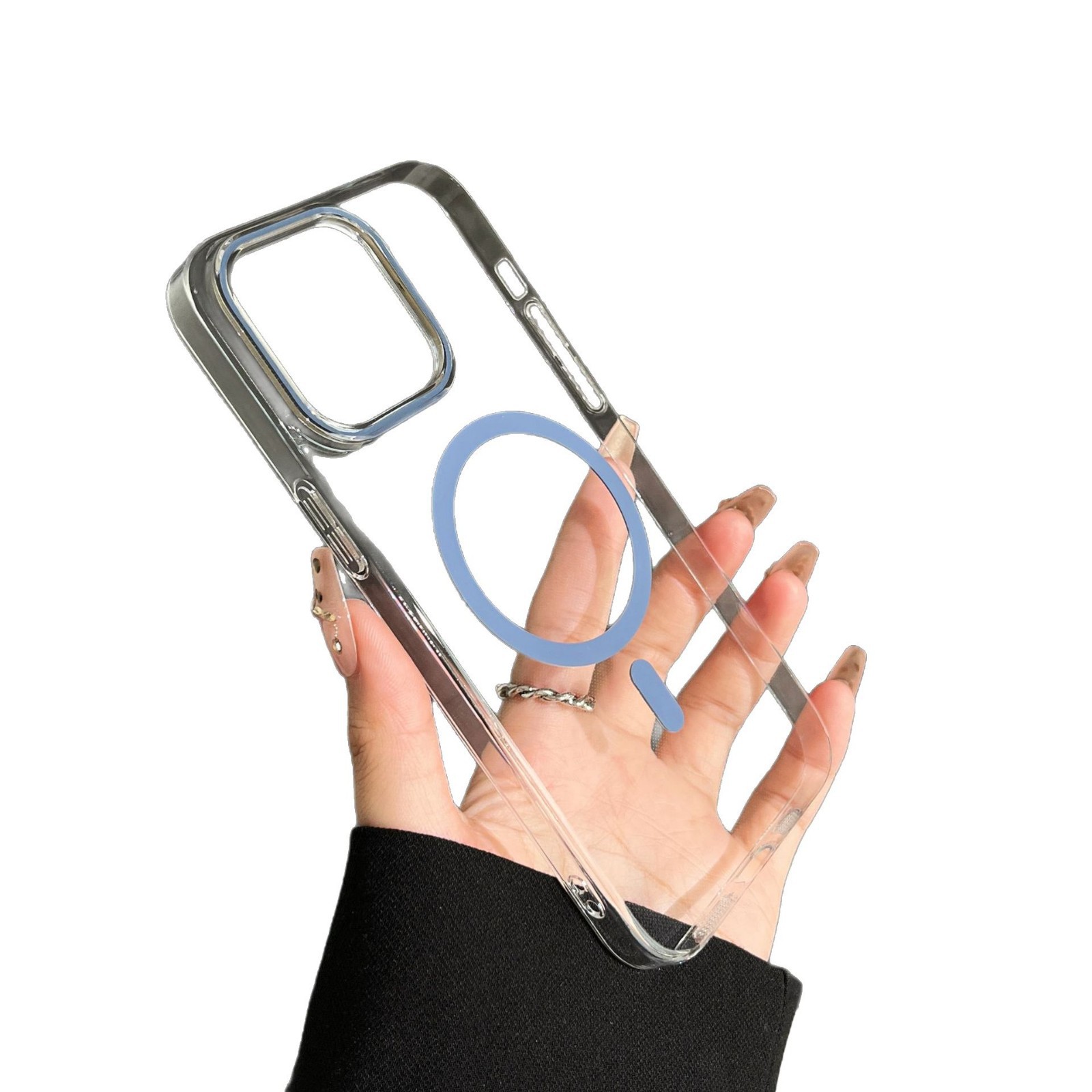 Nuevo estilo transfronterizo aplicable Apple 16Promax magnético caja transparente para teléfono móvil iPhone15pro caja dura para PC de alta transparencia