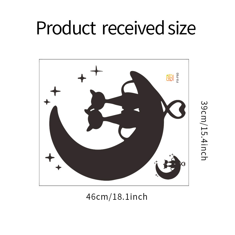 Simple Moon Cats Back View Bedroom Porch Wall Stickers display picture 2