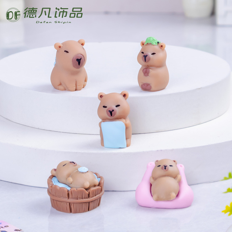 卡通萌粒度假卡皮巴拉树脂工艺品摆件 diy公仔装饰品车载迷你摆件|undefined