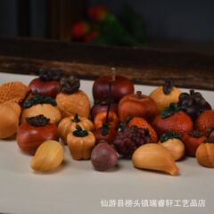 卸売り木彫り果物大集合リンゴ山竹柿梨カボチャナスdiy部品かわいい子供プレゼント