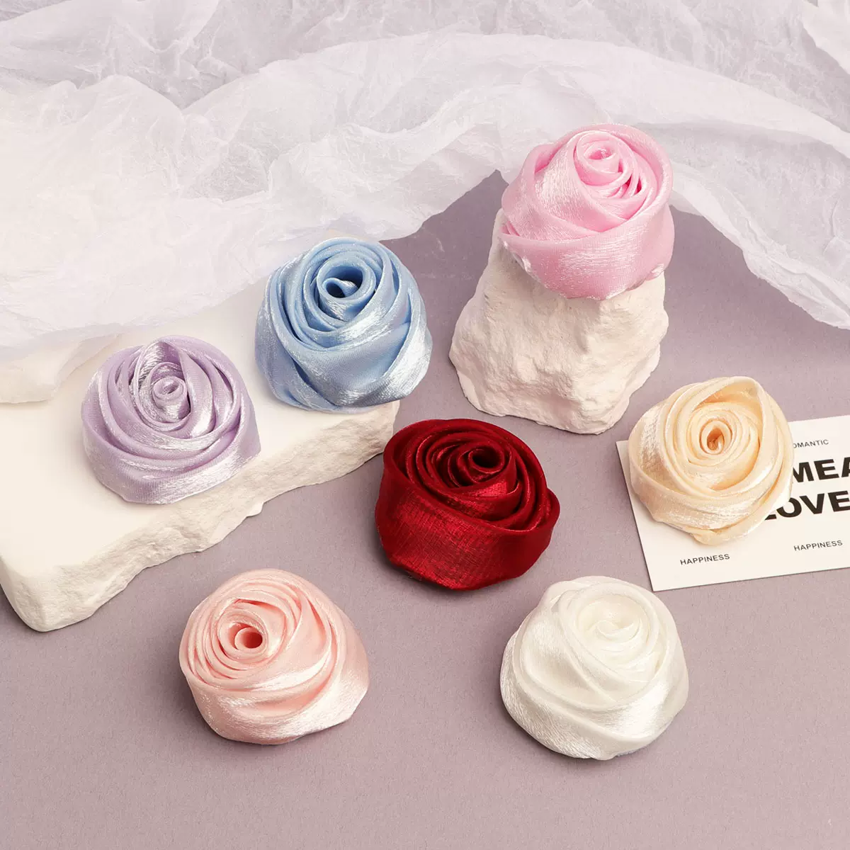 布艺亮丝山茶花diy手工玫瑰花苞服饰辅料配件鞋花胸花发卡花装饰