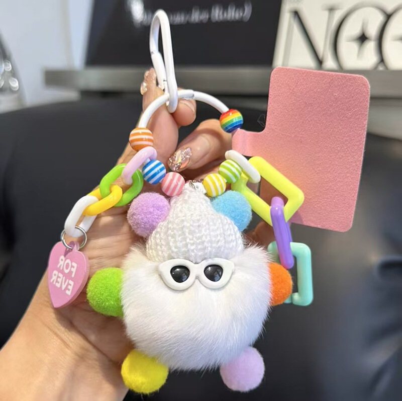 Dopamine Coal Ball Monster Doll Pendant DIY Keychain Cute Plush Doll Bag Backpack Mobile Phone Hanging Accessories