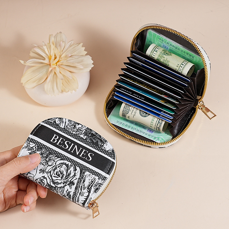 Nuevo tarjetero con cremallera para mujer, exquisito tarjetero de tarjetas múltiples de alta gama, versión coreana de monedero corto y pequeño