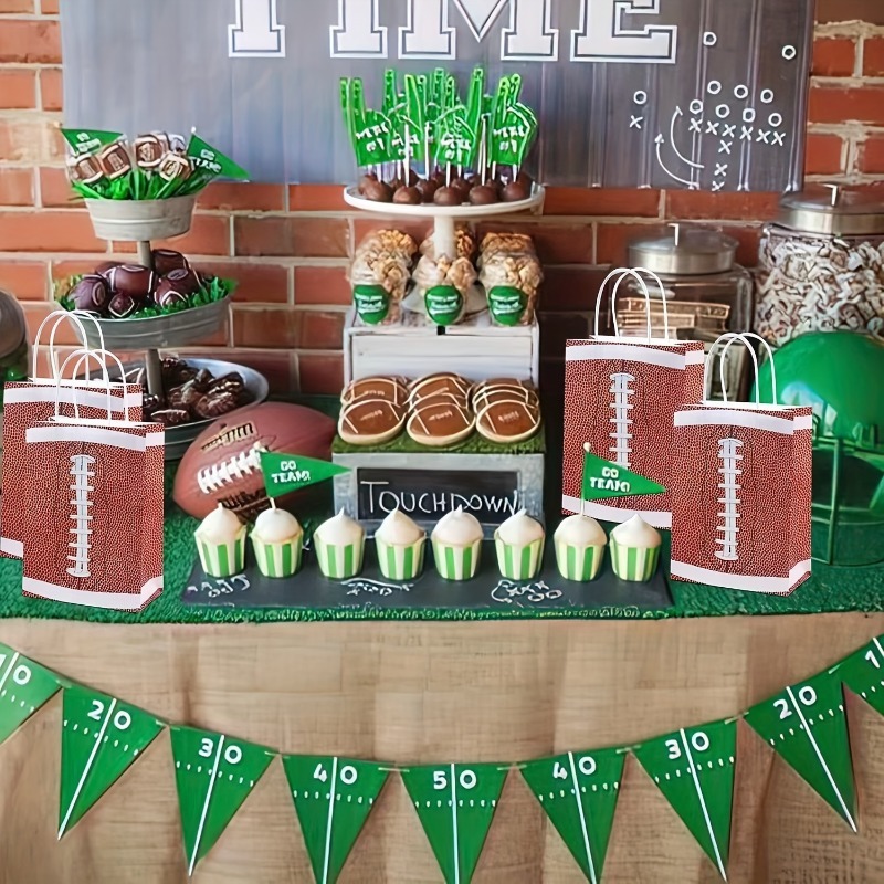 新品橄榄球主题牛皮纸购物包装纸袋手提袋装饰性派对礼品袋氛围感