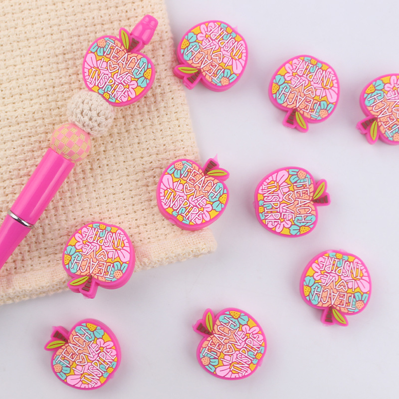 Nuevos bebés de dibujos animados manzana pequeña goma de diente DIY creativo bebé molar tetina cadena de accesorios de cadena anti-caída