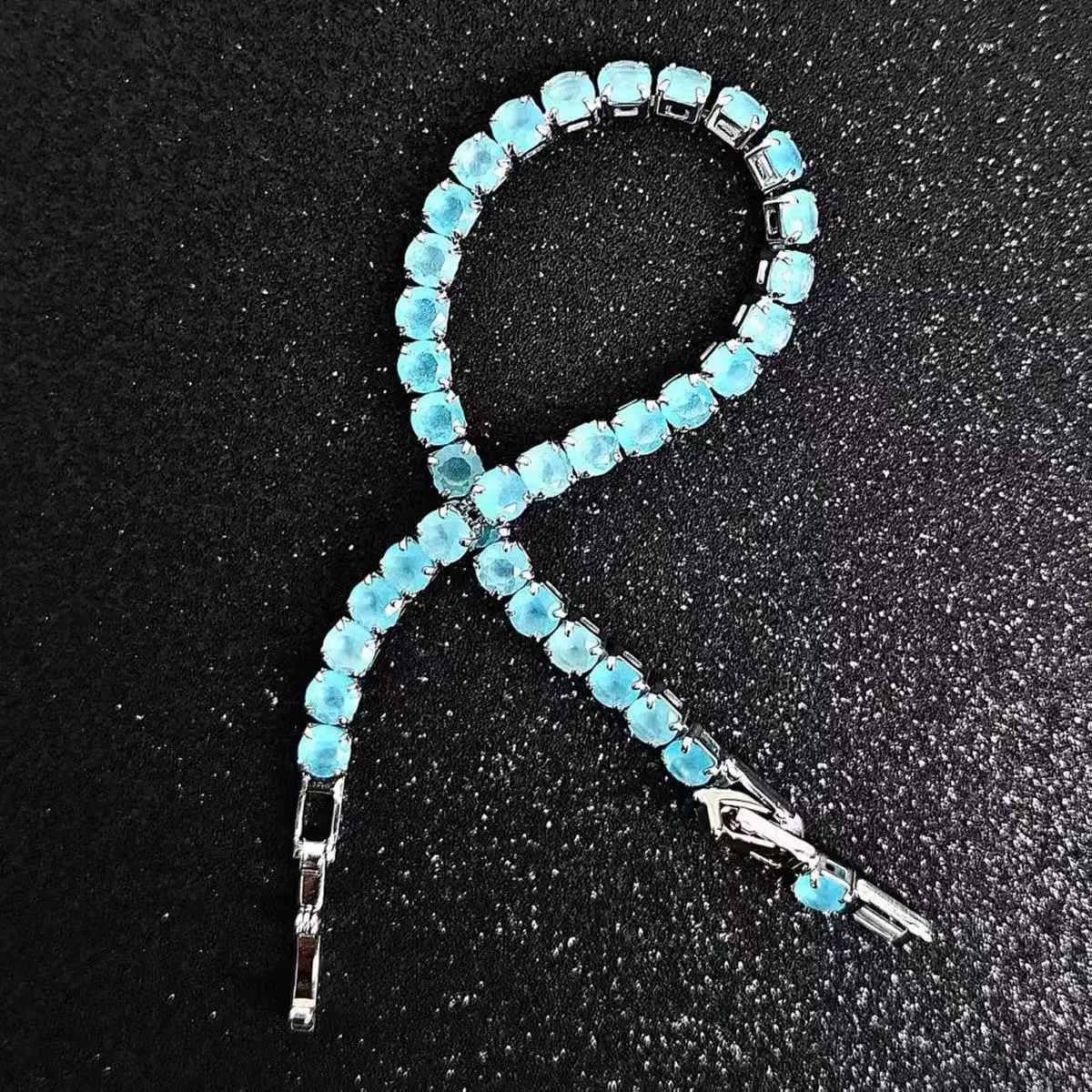 清冷感蓝色排钻手链女ins简约小众设计冷淡风轻奢时尚高级感手饰