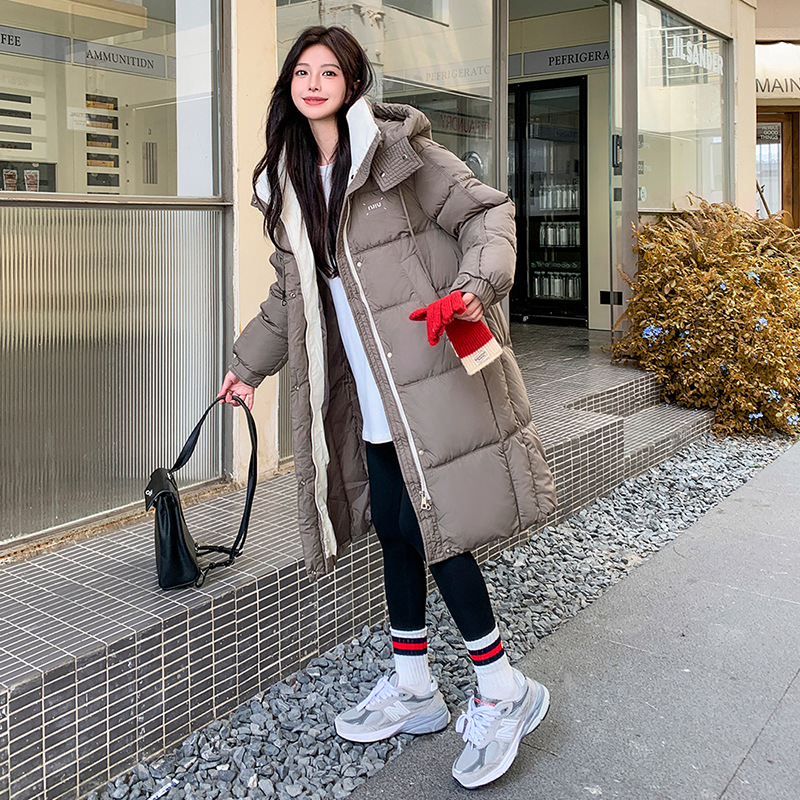 Jacket de algodón de pluma para mujeres invierno 2025 nuevo estilo coreano suelto pareja universitaria con capuchón grueso chaqueta de algodón