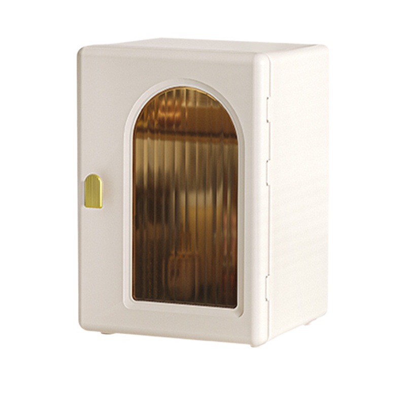 Haixing Escritorio de plástico a prueba de polvo de gran capacidad caja de almacenamiento de cosméticos hogar Luz de lujo cuidado de la piel cosméticos gabinete de almacenamiento