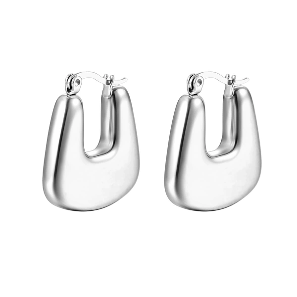 Square-shaped empty earrings steel color ms-056