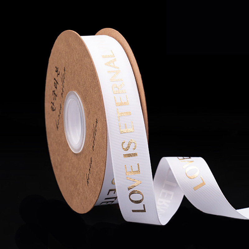 1cm de poliéster personalizado cinta de color sólido flor de regalo de embalaje cinta de impresión de logotipo cinta de impresión