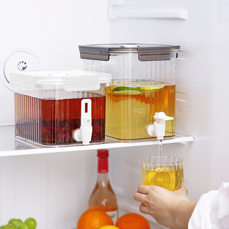 Household refrigerator drink bucket cold water jug with tap fruit tea cold brew jug juice lemon tea cool water jug