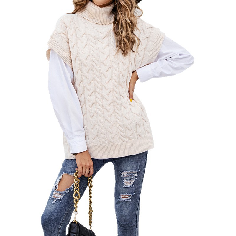 Suéter de punto sin mangas con cuello alto y cordones, estilo holgado, para mujer, moda transfronteriza de comercio exterior Amazon, otoño-invierno 2026 image 6
