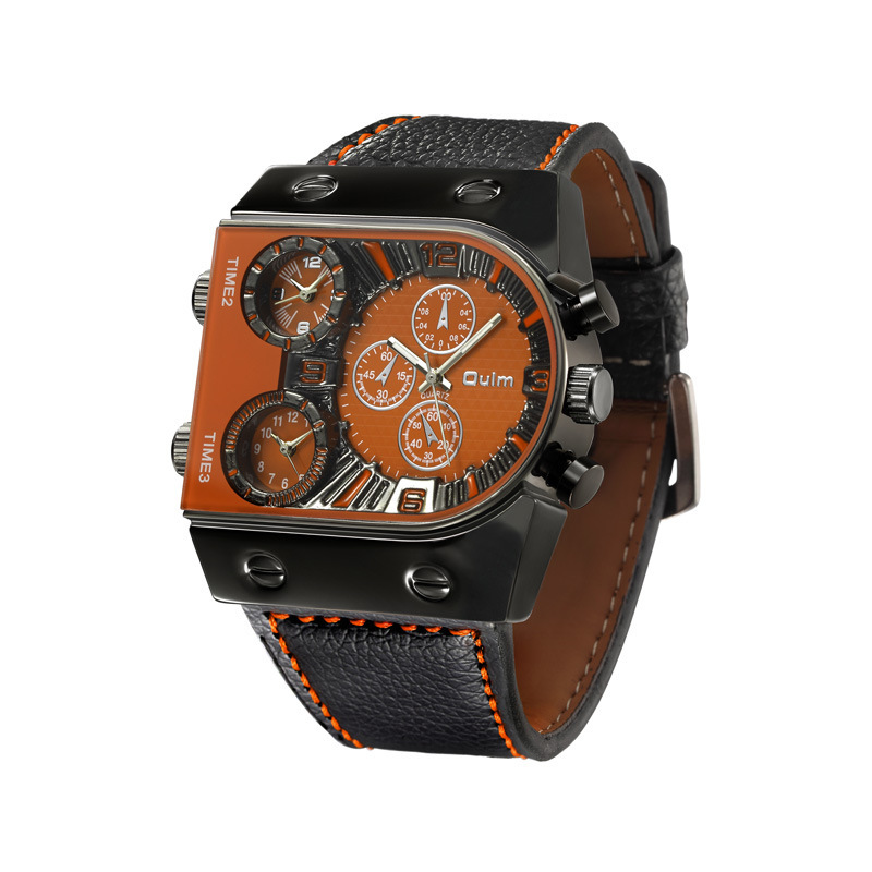 Oulm multi-time zone Reloj de cuarzo para hombre de esfera grande europeo y americano Reloj de correa para hombre de cuarzo con personalidad de moda hip hop 9315 image 3