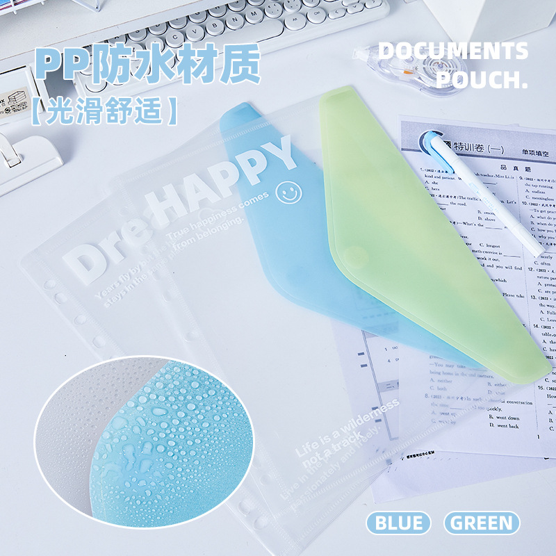 Pequeña bolsa de archivos A4 fresca, libro de datos de hojas sueltas, bolsa de almacenamiento de papel de prueba para estudiantes, libro de almacenamiento de oficina de estilo ins de alto valor