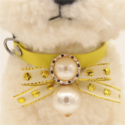 天使艾米新品直批七彩珍珠蝴蝶結寵物項圈 布偶英短美短  貓項圈