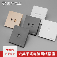 Type 86 Category 5 Category 6 Gigabit Single Port Dual Port Computer Socket Network Broadband Network Port Network Cable Socket Panel CAT6