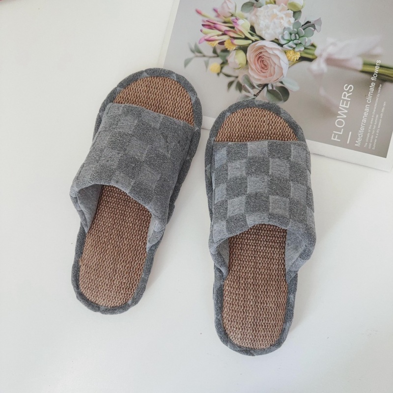 Breathable Linen Slippers Men's Spring and Summer Home Indoor Non-Slip Floor Slippers Exterior Wear Four Seasons Cotton Linen Open Toe Slippers