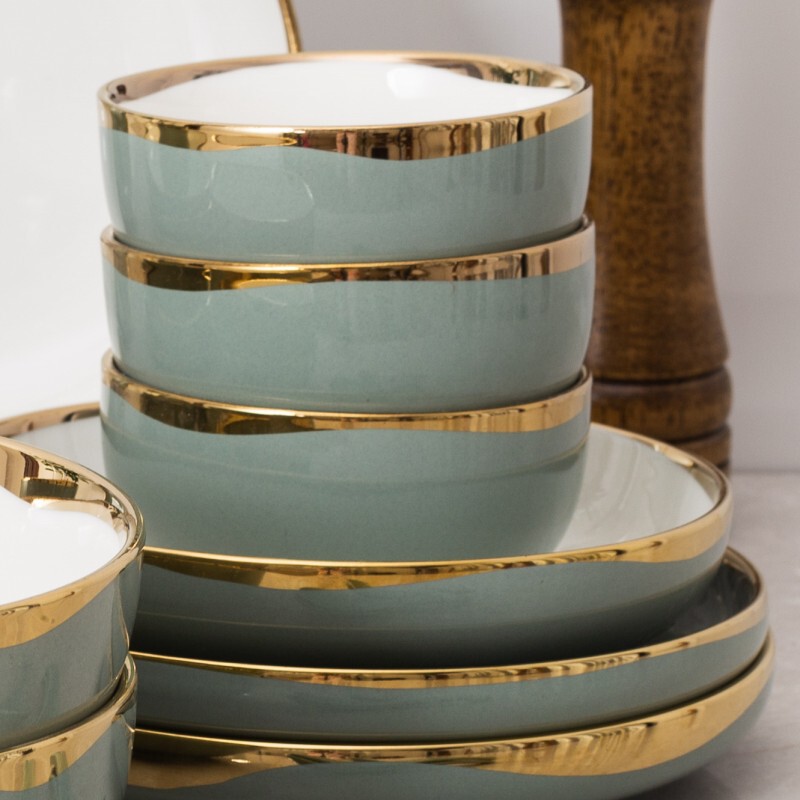 Special offer golden edge bowl dish suit tableware suit Internet celebrity household combination housewarming New Home bowl dish bowl plate suit ceramic