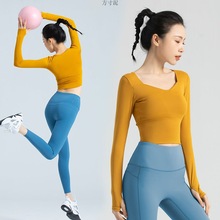 瑜伽服套装女带胸垫秋冬季新款专业跑步运动速干上衣长袖健身服女