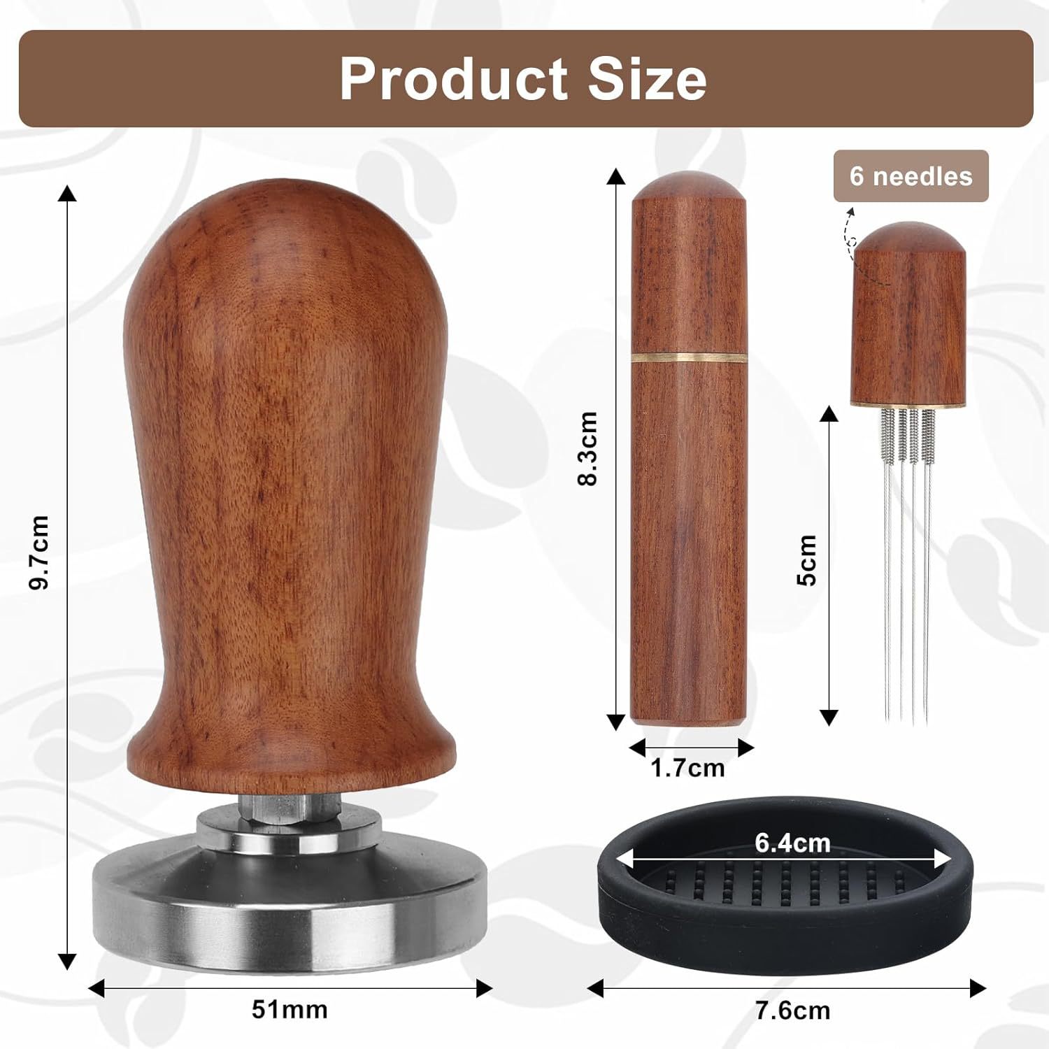 Venta caliente transfronteriza 304 juego de prensador de polvo elástico rojo de acero inoxidable 51mm juego de agujas de polvo de tela de máquina de café italiano