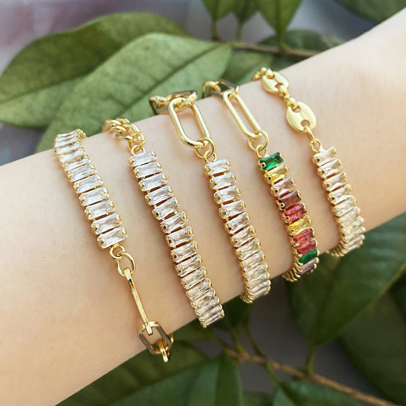 Fashion Square Copper Bracelets Inlay Zircon Copper Bracelets