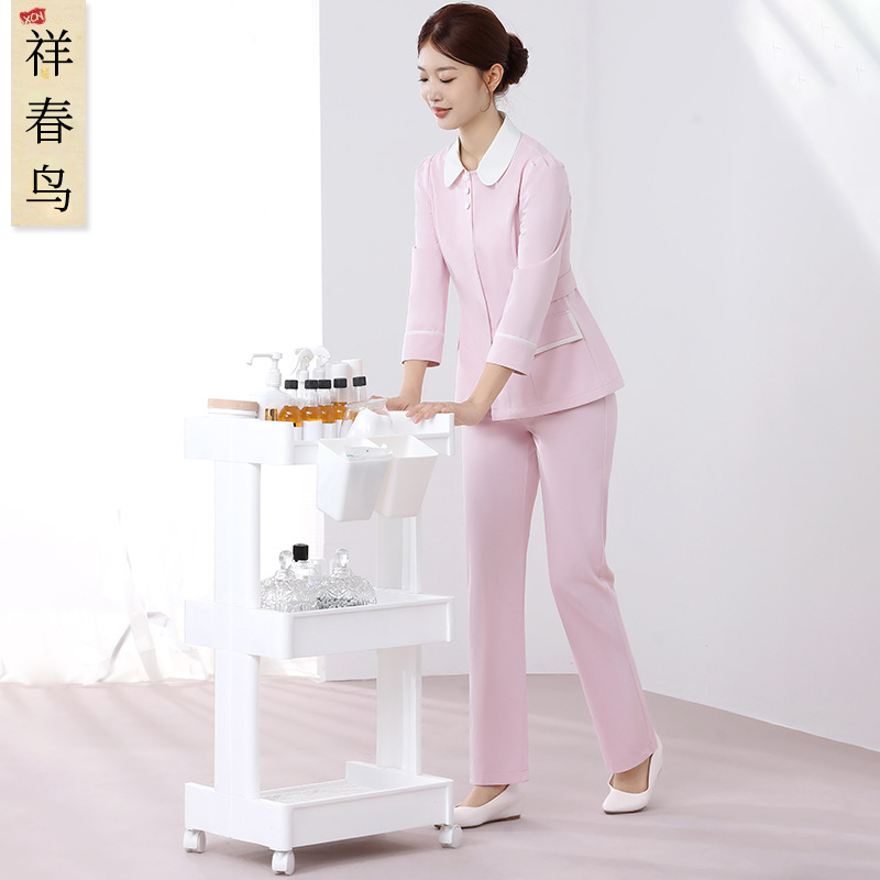 High-End Light Medical Beauty Nurse Uniform Pink Split Suit Women's Autumn and Winter Beauty Salon Dental Oral Care Work Clothes