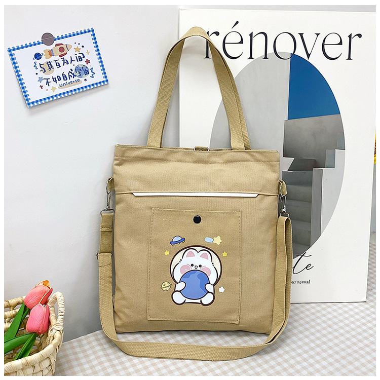 Wholesale of 2025 new cartoon casual canvas bags, large-capacity, fashionable and cute girl single-shoulder bags and tote crossbody bags undefined