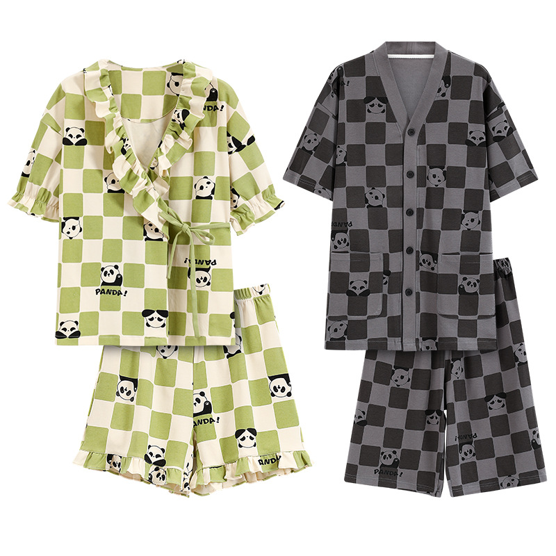 Pareja pijamas de verano puro algodón los hombres 2024 nuevo traje manga corta exquisito desgaste del hogar primavera y otoño