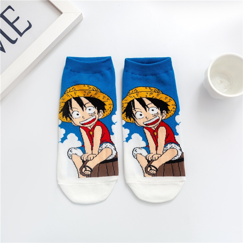 Calcetines para mujeres primavera y verano nuevas series One Piece calcetines lindas calcetines de dibujos animados superficiales, calcetines de algodón bajas