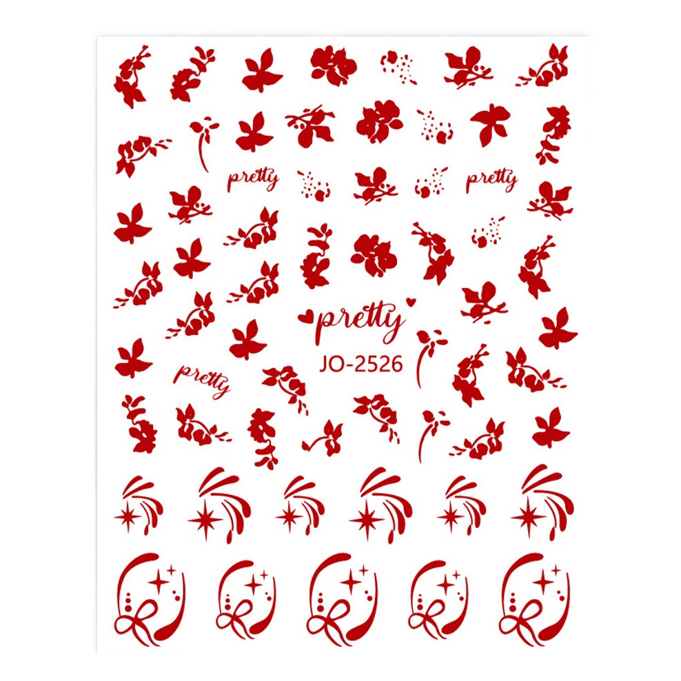 Nuevas pegatinas de uñas al por mayor 2025, lazo rojo grande, corazón, suerte, pegatinas de uñas delgadas y flexibles, decoración al por mayor