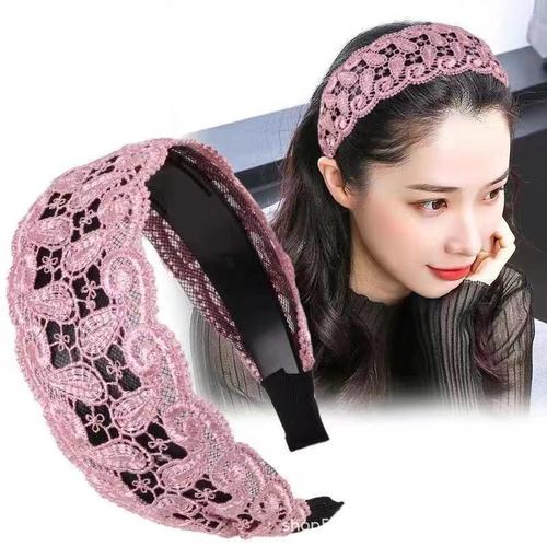 Covered with white hair headwear temperament hairpin wide-brimmed widened thin fashion Latin ballroom dance lace headband for women girls hair hoop wide-brimmed lace collar