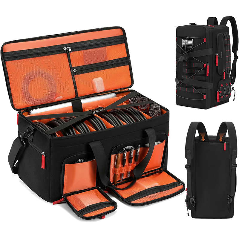 Dj Cable Bag Padded Removable Dividerdj Accessories Storage Bag Can Hold 15.6inch Laptops