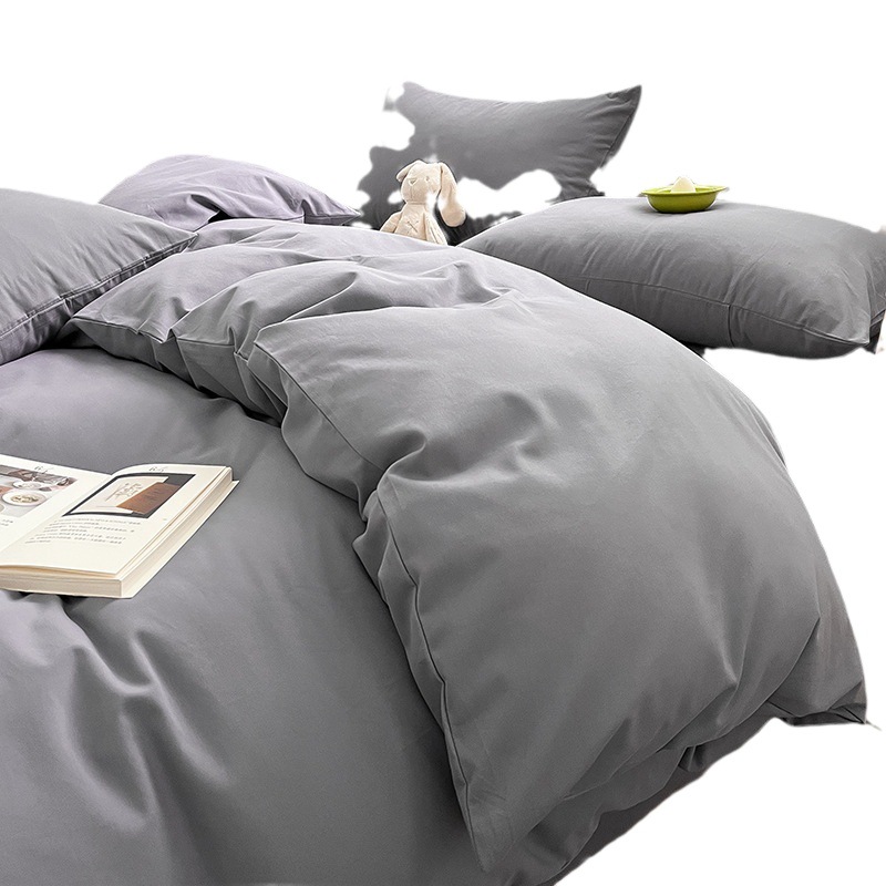 Otoño e invierno nueva clase A juego de cuatro piezas de algodón cepillado sábana de cama de color sólido simple cubierta del edredón sábana de dormitorio de tres piezas de algodón puro