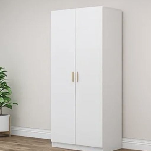 Simple Household Two-Door Wardrobe Economical Rental House Modern Solid Wood Wardrobe Wardrobe Hanging Wardrobe Nails