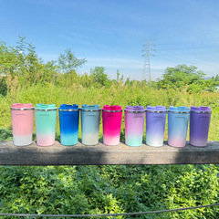 跨境304不锈钢咖啡杯 带提绳便携保温杯高颜值户外车载双饮水杯