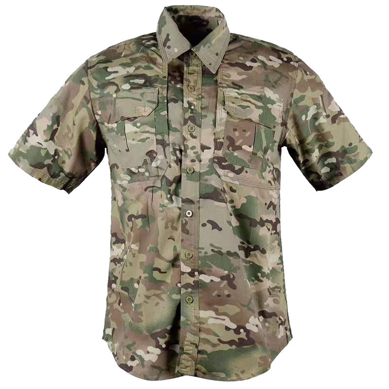 Táctica al aire libre camisa de manga corta de verano viajero ropa de camuflaje transpirable bolsillo 511 camisa camisa superior caqui hombre