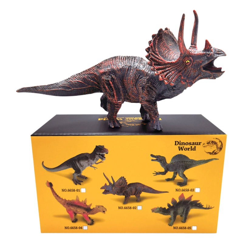 Envío libre de goma suave dinosaurio mundo juguete niños nuevo modelo simulación Tyrannosaurus Triceratops traje juguete